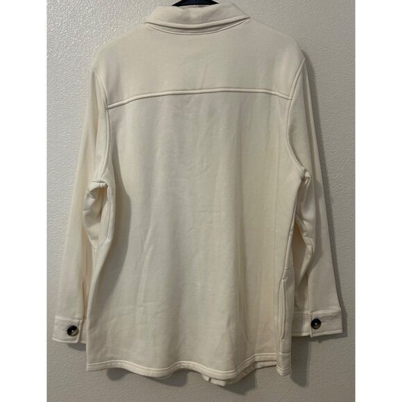 Blair Women's Button Front Cream Shirt Jacket Shacket Large NWOT Cozy Warm Soft - Picture 2 of 7